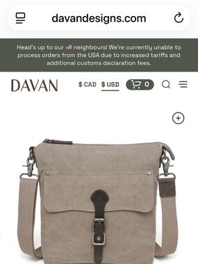 DaVan Khaki Canvas Messenger Bag with Adjustable Strap